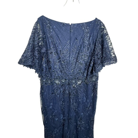 Mac Duggal Dress Gown 18 Embellished Illusion Flutter Sleeve A-Line 20301 NWT - Picture 10 of 15